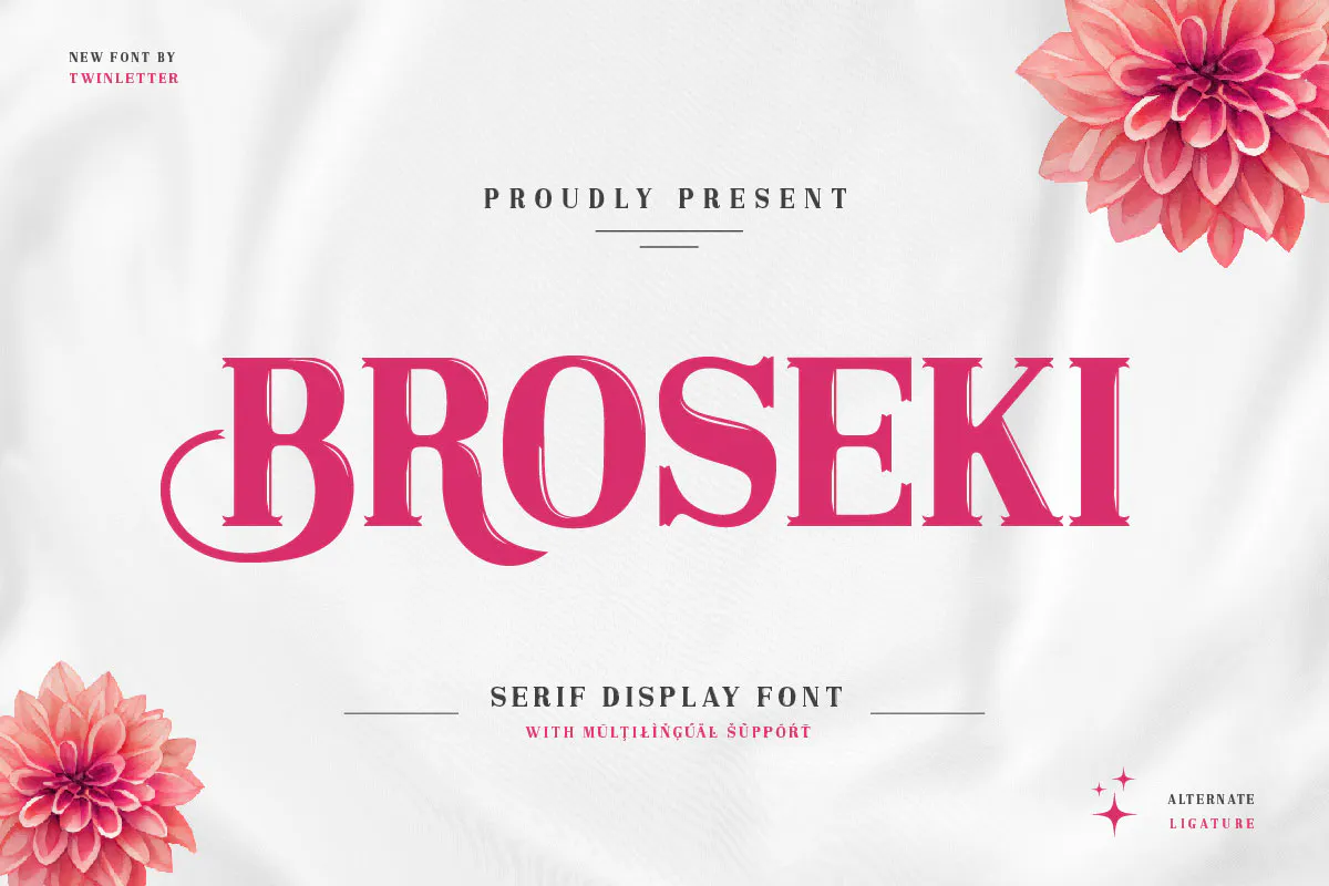 优雅奢华商品海报设计英文衬线字体 – Broseki Serif Display Font