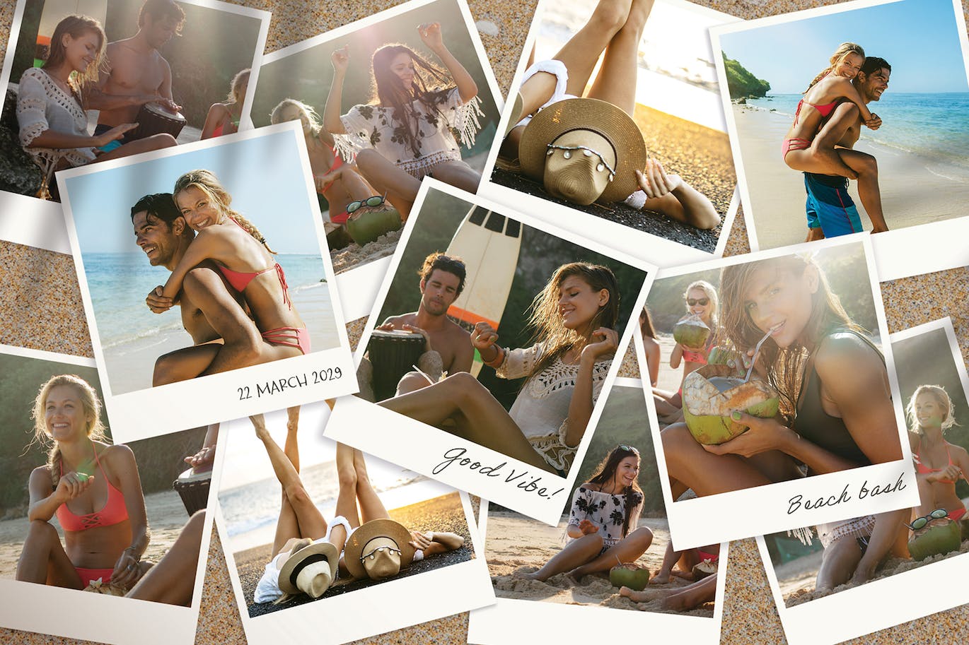 照片拼贴/照片墙设计模板 Pile of Photos Collage Template-1 照片拼贴/照片墙设计模板 Pile of Photos Collage Template