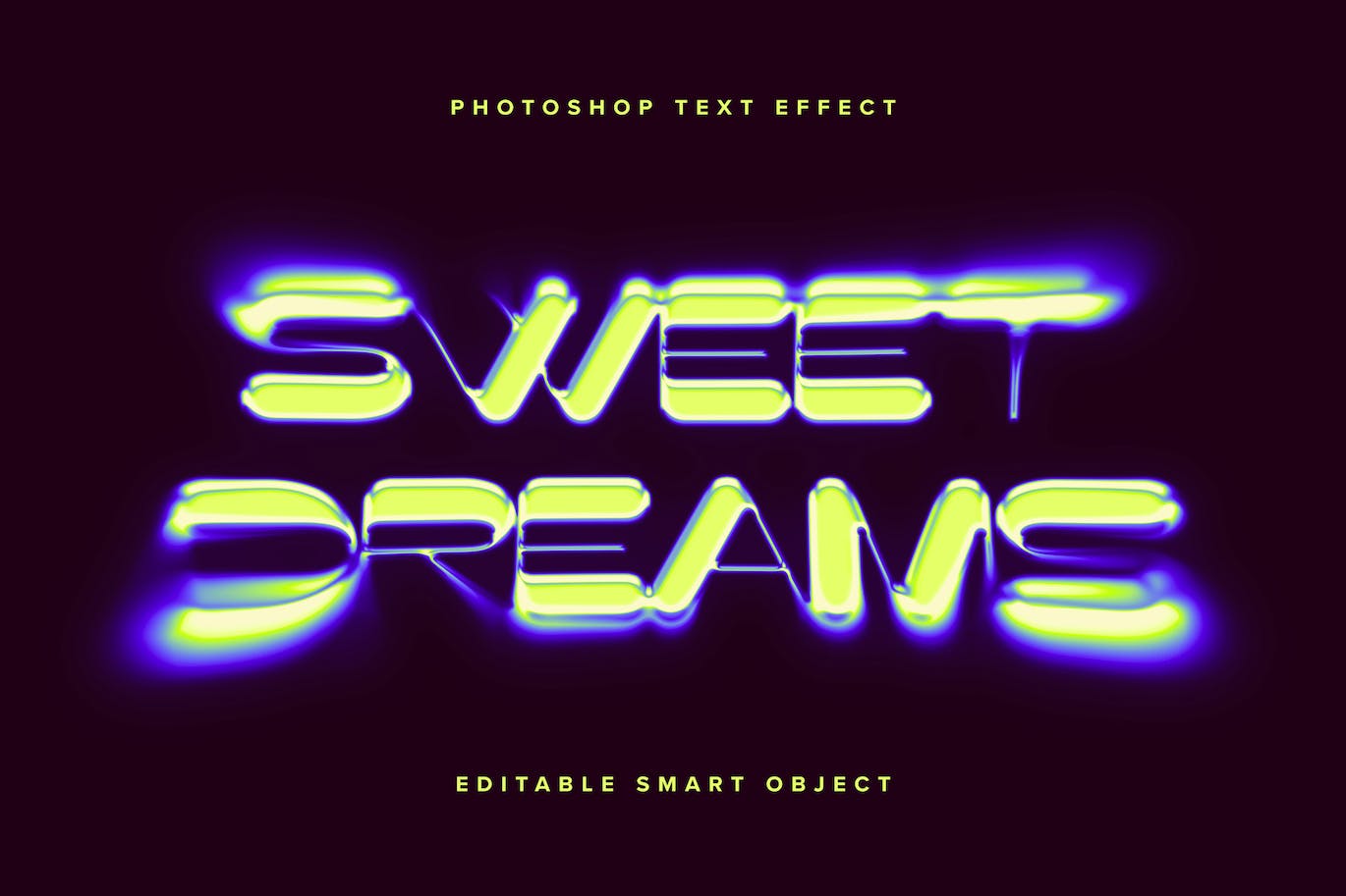 绿紫色镀铬金属溶解效果PS字体效果 Green and Purple Dissolving Chrome PSD Text Effect-1 绿紫色镀铬金属溶解效果PS字体效果 Green and Purple Dissolving Chrome PSD Text Effect