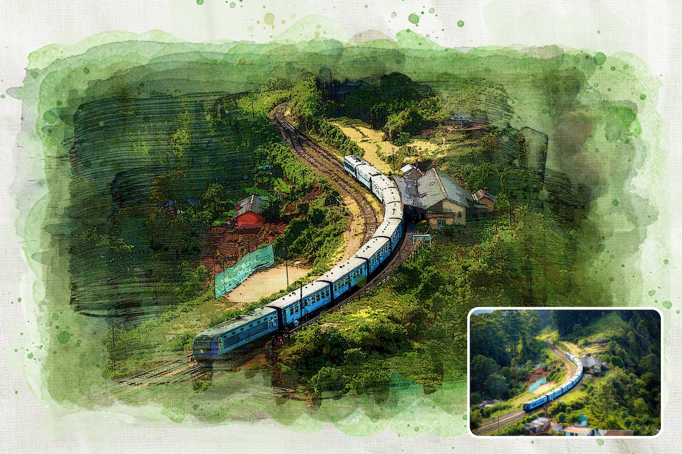 PS水彩效果动作 Watercolor Photoshop Effect