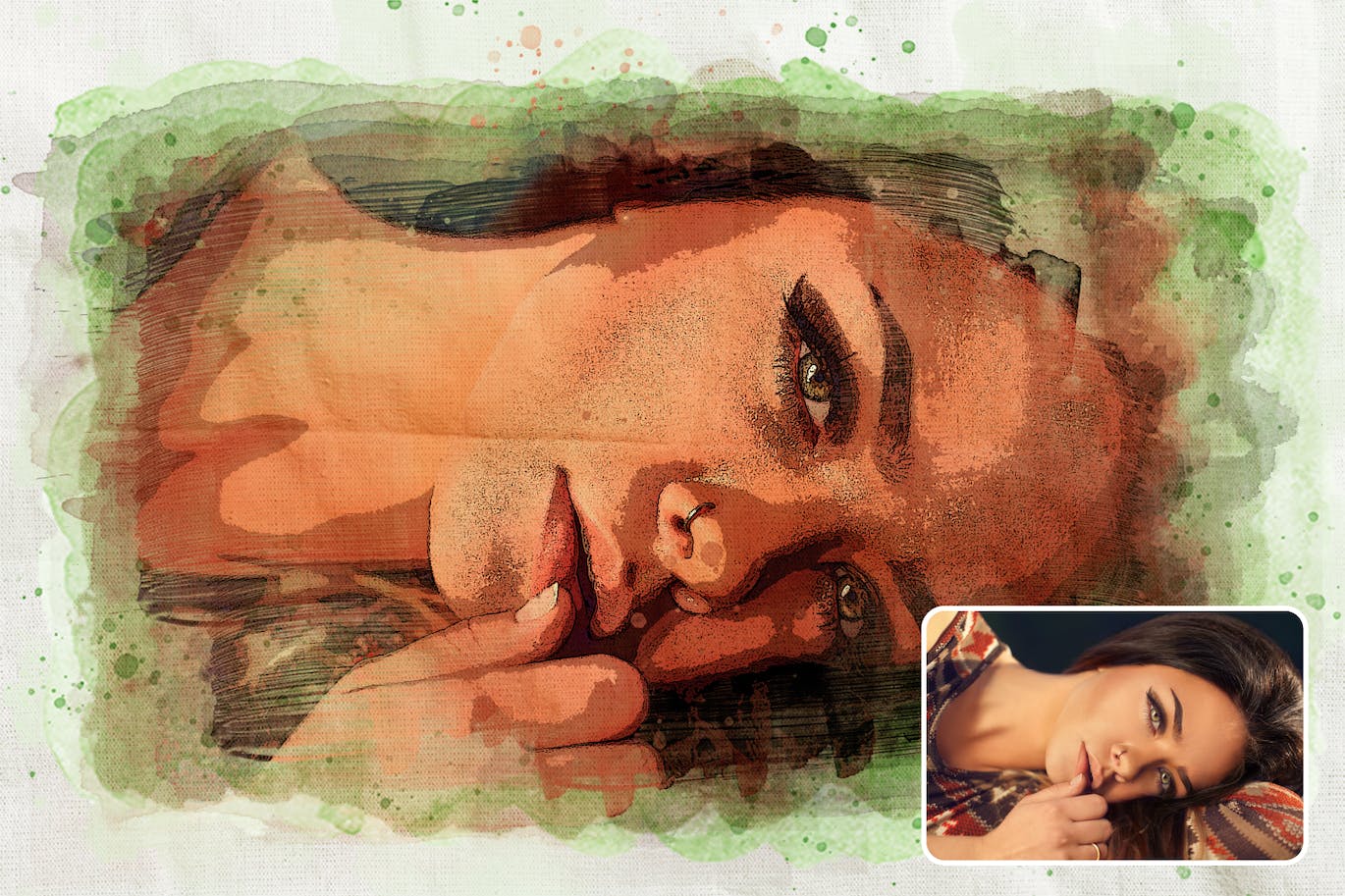 PS水彩效果动作 Watercolor Photoshop Effect