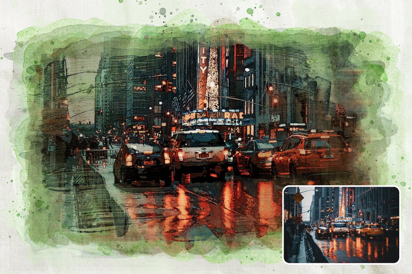 PS水彩效果动作 Watercolor Photoshop Effect