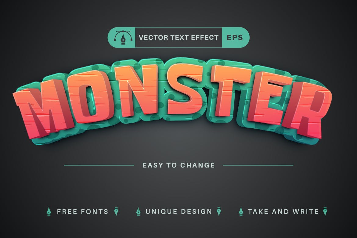 3D 鬼屋创意文本效果AI字体样式 3D Zombie – Editable Text Effect, Font Style