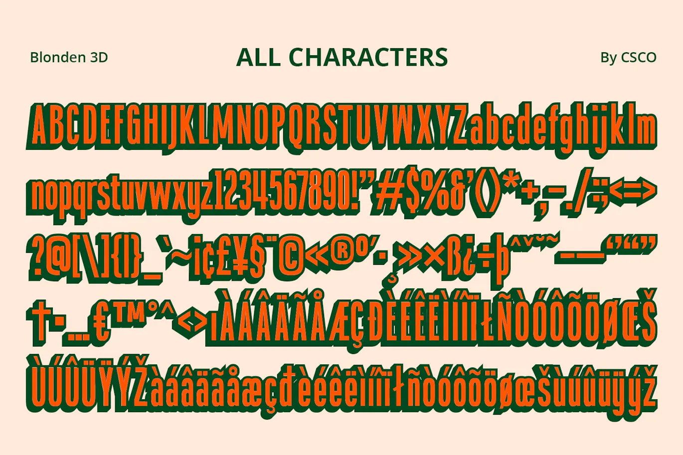 3D效果无衬线设计装饰字体 Blonden 3D第5张-皮玩部落 3D效果无衬线设计装饰字体 Blonden 3D