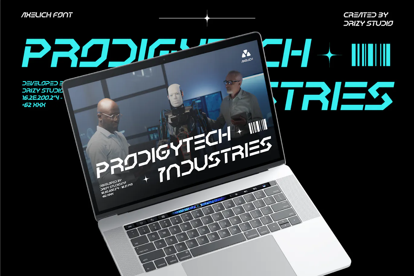 未来派科幻机甲风格的英文无衬线装饰字体 - Axelich