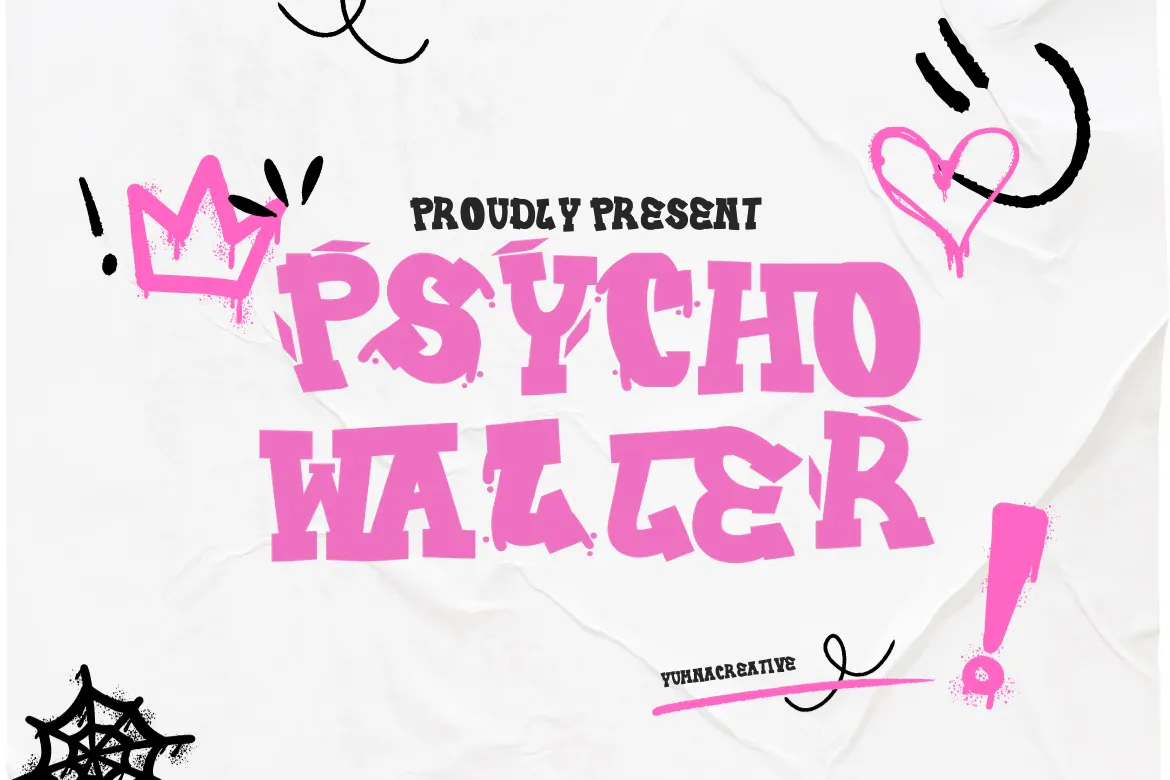精致优雅的英文手写涂鸦字体 – Psycho Waller