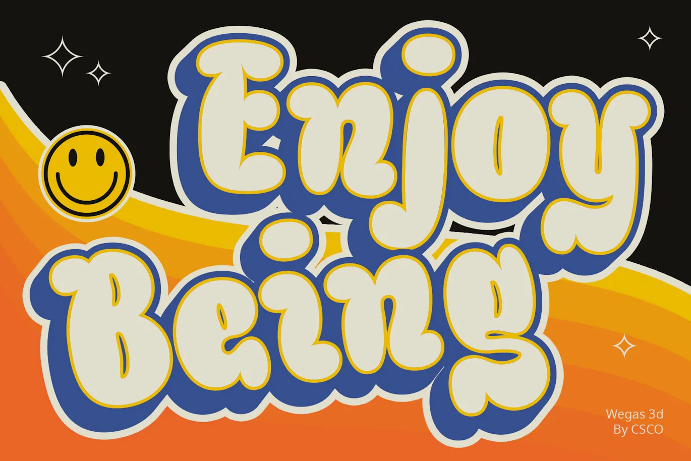 异想天开泡泡风格的英文3d分层字体 - Wegas 3D