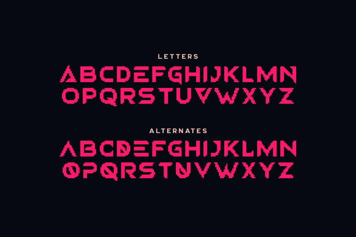 复古科幻感的英文像素游戏字体 - Scorn