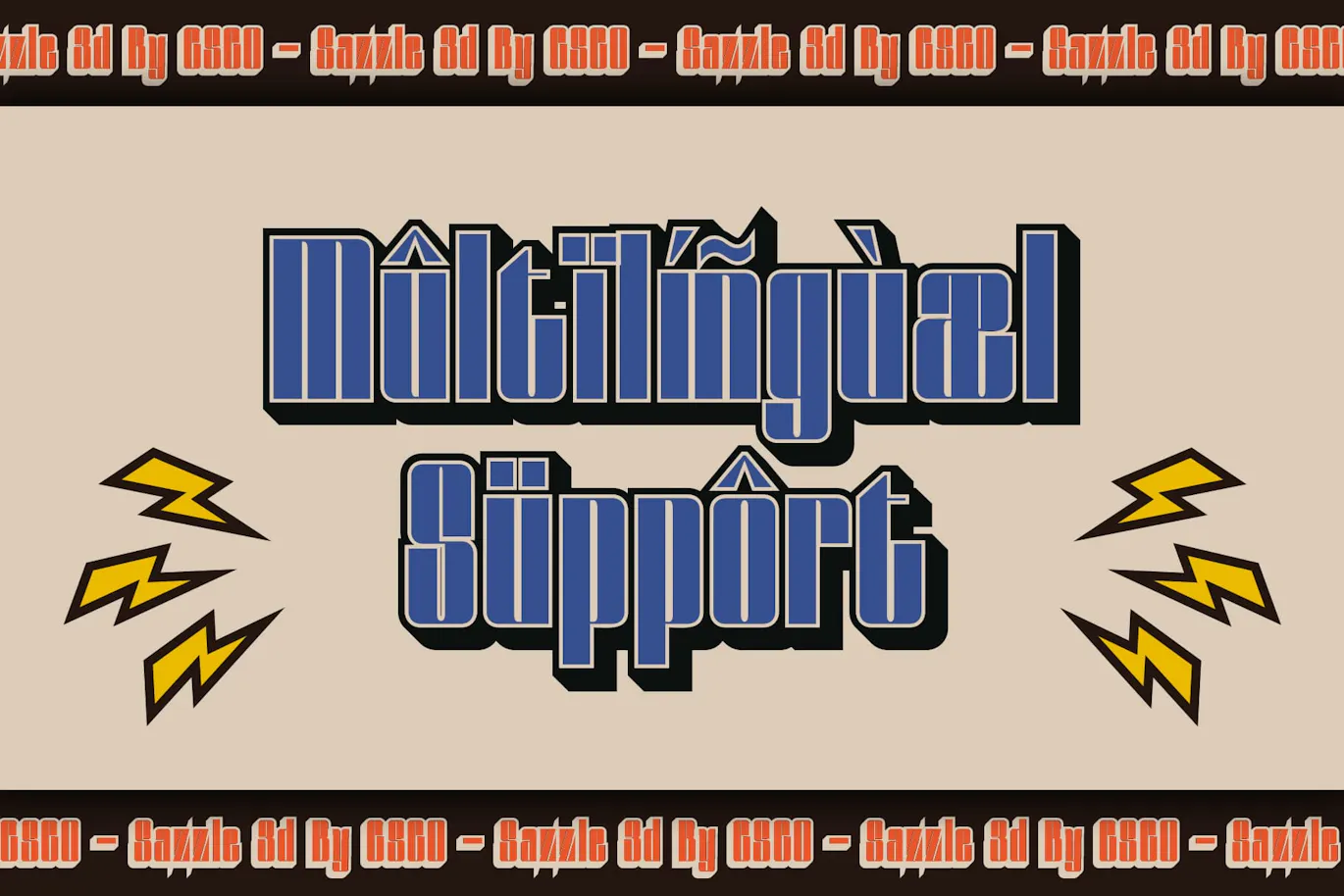 3d复古时髦粗体拉伸的英文装饰字体 - Sazzle 3D