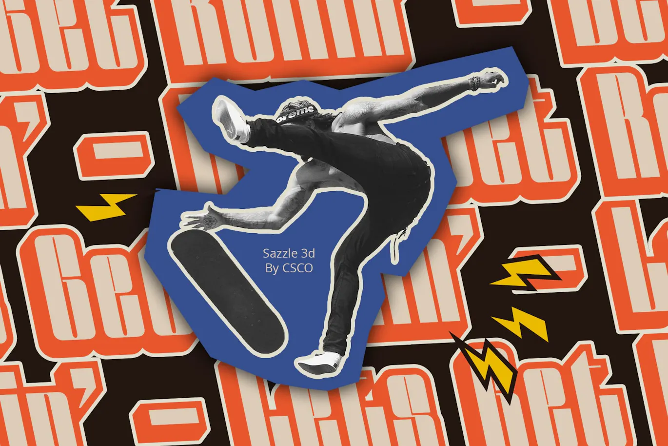 3d复古时髦粗体拉伸的英文装饰字体 - Sazzle 3D