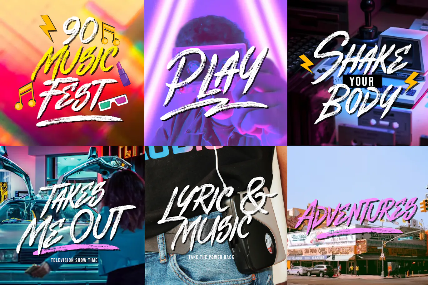 复古迪斯科风格的英文手写笔刷字体 - Nightwish第6张-皮玩部落 复古迪斯科风格的英文手写笔刷字体 - Nightwish