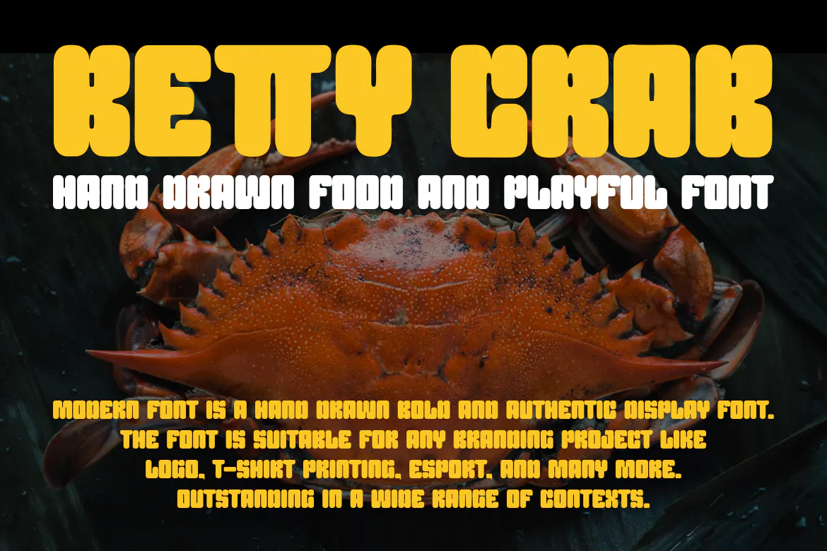 俏皮大胆的英文粗体圆体装饰字体 - Betty Crab
