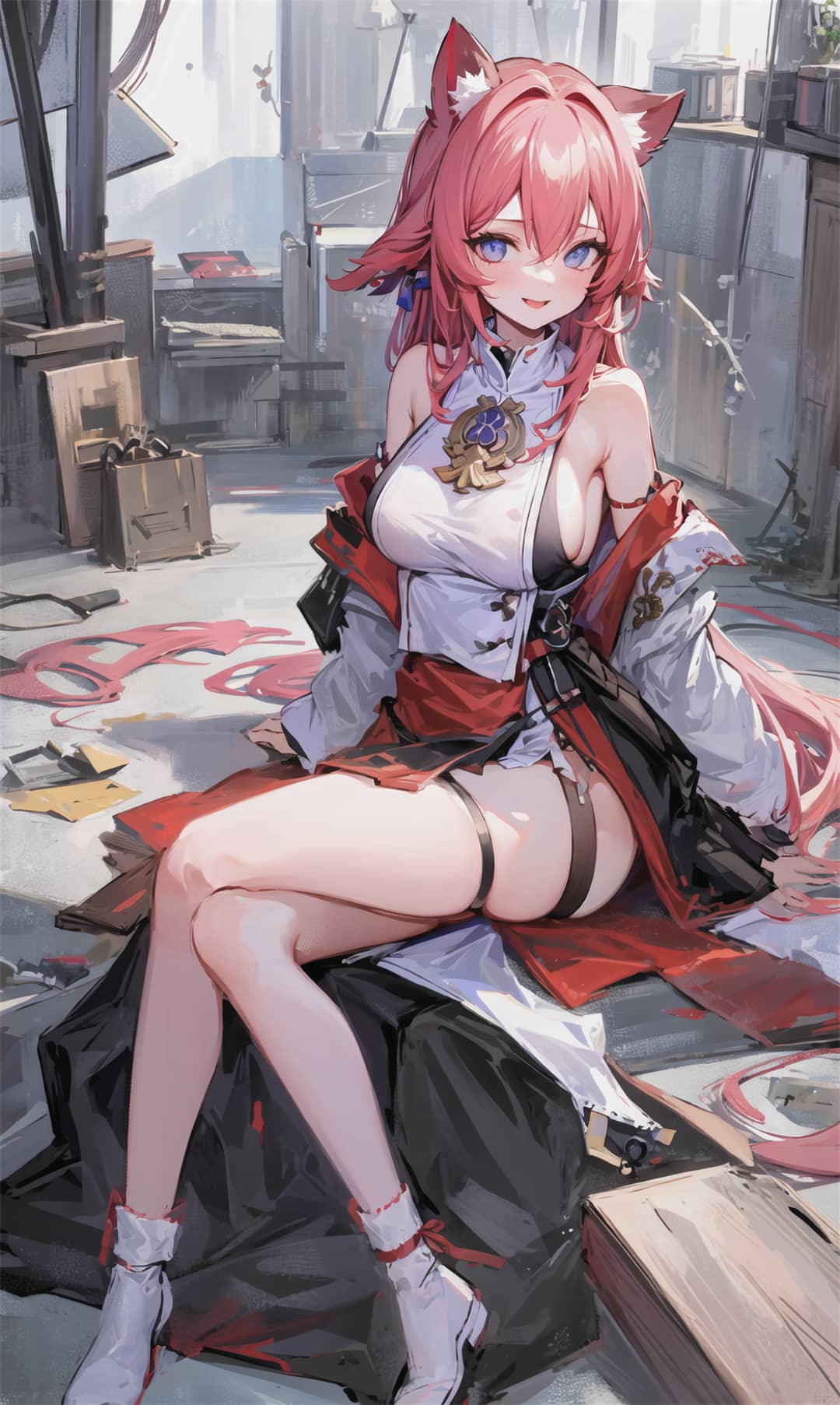 【P站画师】白色兽耳 神子AI绘画