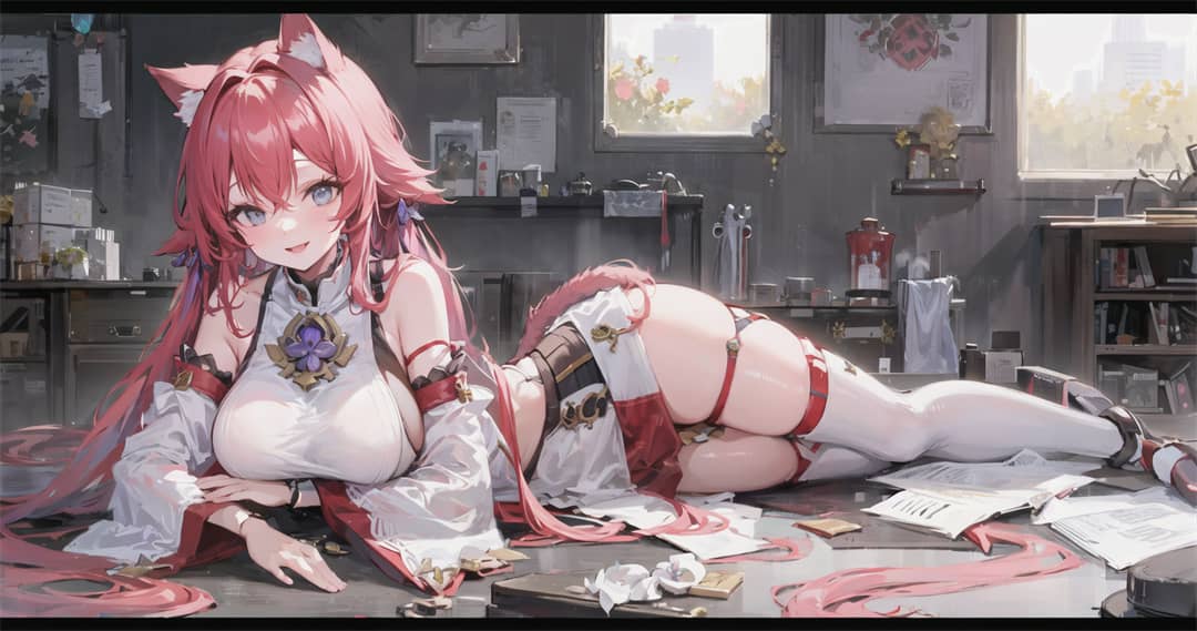 【P站画师】白色兽耳 神子AI绘画