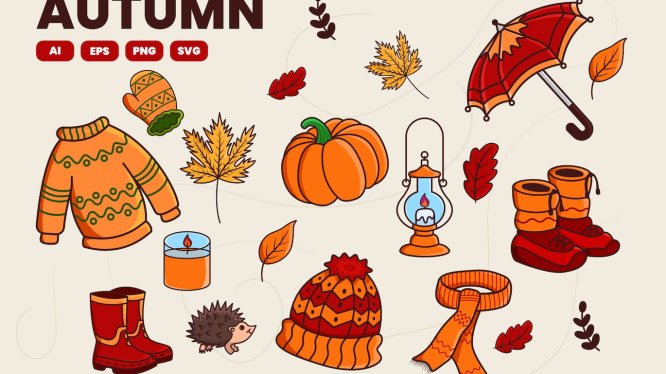 秋季主题元素矢量图形套装 Autumn set