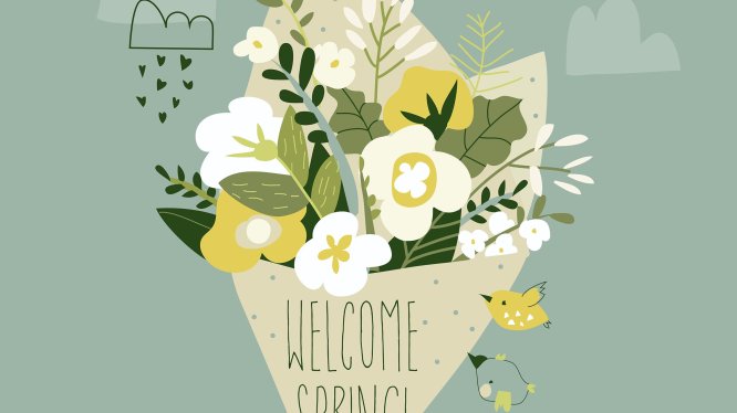 可爱的春天花束矢量插画 Cute spring bouquet of flowers. Vector illustratio