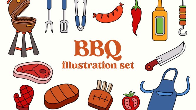 BBQ烧烤元素插画集 BBQ Illustration Set