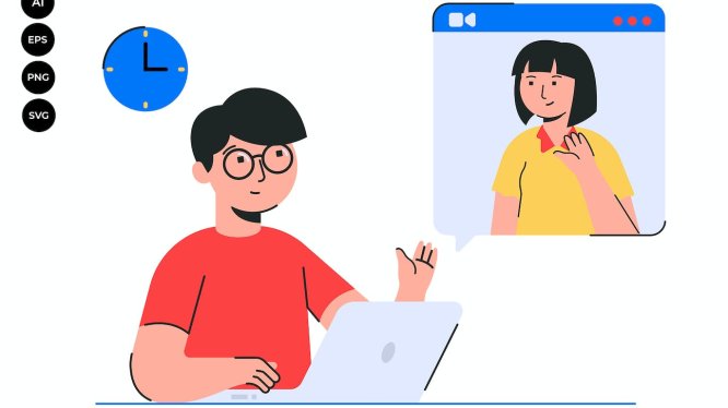 在线会议插画 Online Meeting Illustration