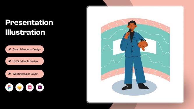 演讲人物演示插画 Presentation Illustration
