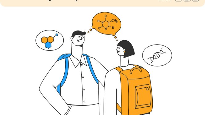 学生讨论场景矢量插画素材 Students Discussing a Chemistry Lesson