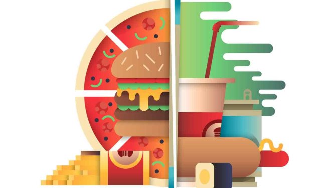 西式快餐食品设计矢量插画 Fast Food Design