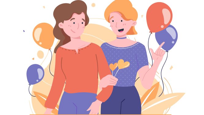 闺蜜朋友扁平插画 Best Friend – Flat Illustration