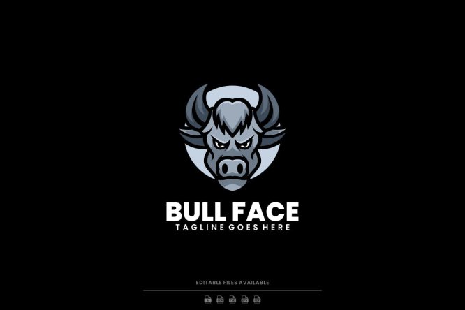 牛魔王吉祥物简单标志模板 Bull Face Simple Mascot Logo