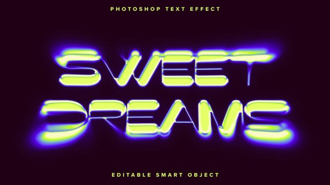 绿紫色镀铬金属溶解效果PS字体效果 Green and Purple Dissolving Chrome PSD Text Effect