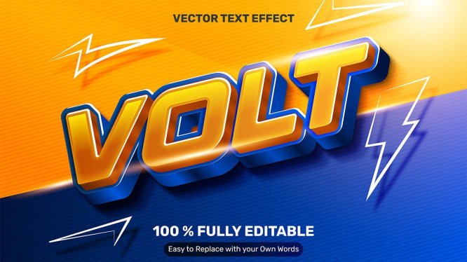 双层电镀效果金属字体AI模板 Volt Text Effect