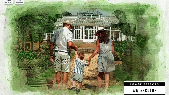 PS水彩效果动作 Watercolor Photoshop Effect