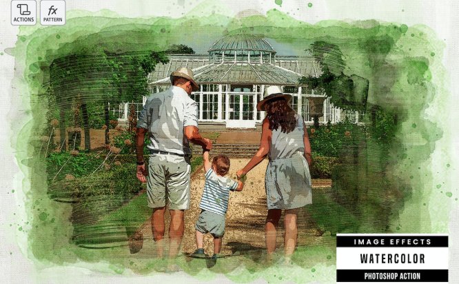 PS水彩效果动作 Watercolor Photoshop Effect